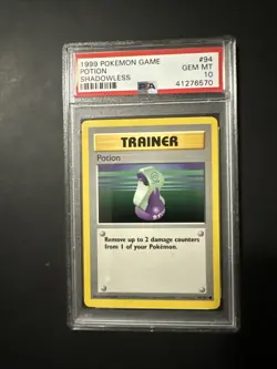 1999 POKEMON BASE SET SHADOWLESS #94 POTION PSA 10 - Image 1
