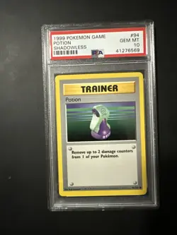 1999 POKEMON BASE SET SHADOWLESS #94 POTION PSA 10 - Image 3