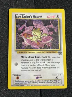 Team Rocket's Meowth Promo Normal WoTC Promo 18/53 LP Pokemon TCG - Image 1