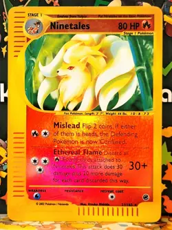 Pokemon Expedition Base Set Ninetales 21/165 Reverse Holo Rare W/ Holo Dot Bleed - Image 1