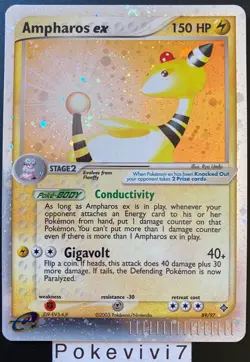 Carte Pokemon AMPHAROS 89/97 Ultra Rare EX Bloc EX Dragon ENGLISH - Image 1
