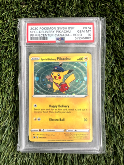 Pokemon Special Delivery Pikachu Pokemon Center Canada Holo Promo SWSH074 PSA 10 - Image 1