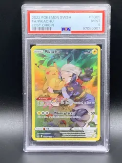 2022 Pokemon Sword & Shield Full Art Pikachu Lost Origin PSA Mint 9 - Image 1