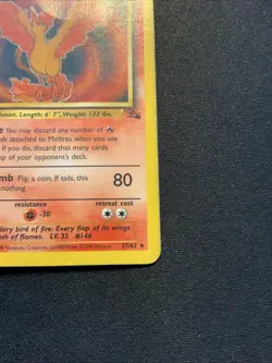Moltres MP Unlimited Fossil 27/62 Pokemon TCG Regular Black Edges Bleeding - Image 4