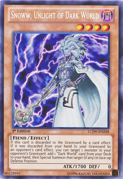 YUGIOH SNOWW, UNLIGHT OF DARK WORLD SECRET RARE 1ST GOOD CONDITION LCJW-EN248 - Image 1