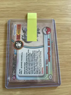 RHYHORN #112 TOPPS BLUE LOGO POKEMON CARD, VINTAGE 1999, NM TV ANIMATION EDITION - Image 2