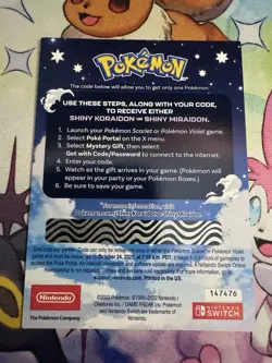 SHINY MIRAIDON/KORAIDON CODE CARD UNSCRATCHED For Pokemon Go / GameStop ! - Image 2