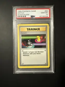 Pokemon PSA 10 GEM MINT Switch Shadowless Base Set Original Card 95/102 - Image 1