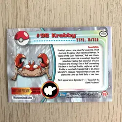 Topps Pokemon Foil Holo Card TV Animation Series 2 Blue Logo #98 Krabby - Image 3