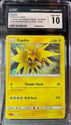 Zapdos 012/034 Trading Card Game Classic Holo CGC Gem Mint 10!!!!!!! - Image 1