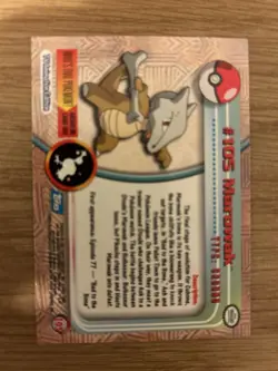 Pokemon Topps Marowak Card #105 Rainbow Holo Foil - Rare- Vintage - Image 2