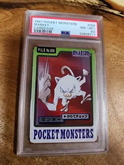 🐲PSA 8.5 Near Mint! Mankey #056 Carddass "1997" Japanese*Pocket Monsters Card🐲 - Image 1