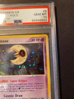 PSA 10 GEM MINT Lunatone Holo #8 2003 Pokemon Card EX Sandstorm Holofoil - Image 5