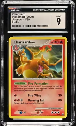Charizard 1/99 Holographic Holo Rare Arceus 2009 Pokemon Card CGC 9 MINT - Image 1