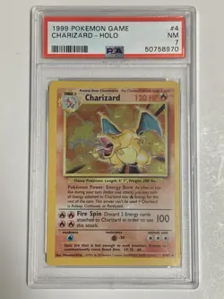 Pokemon 1999 Charizard Base Set Unlimited #4 Holo PSA 7 Near Mint - Image 1