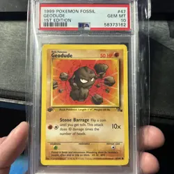 PSA 10 GEM MINT 1999 Pokemon Fossil #47 Geodude 1st Edition - Image 1