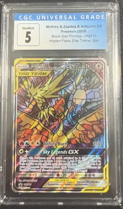 Pokemon TCG Moltres Zapdos Articuno GX SM210 CGC 5 - Image 2