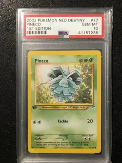 Pokemon GEM MINT Pineco 1st Edition Non-Holo Neo Destiny PSA 10 #77 - Image 1