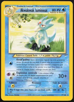 Carte Pokemon Akwakwak lumineux 47/105 Neo Destiny Francais - Image 1