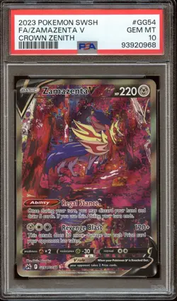 PSA 10 GEM MINT ZAMAZENTA V ALT ART GG54/GG70 CROWN ZENITH 2023 POKEMON TCG - Image 1