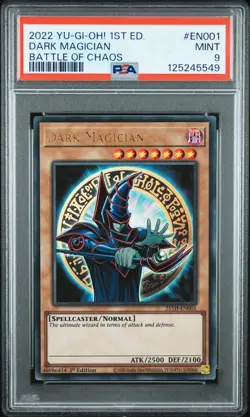 2022 YU-GI-OH! BACH-BATTLE OF CHAOS 1ST ED #EN001 DARK MAGICIAN PSA 9 - Image 1
