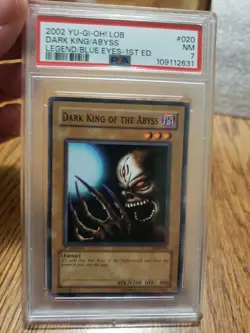 2002 Yugioh Dark King of the Abyss LOB-020 Legend Blue Eyes 1st Edition PSA 7 NM - Image 1