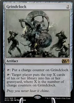 Grindclock #217 M15 Rare Artifact Magic Card in a Protective Sleeve - Image 1