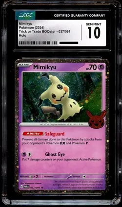 CGC 10 GEM MINT Mimikyu 037/091 COSMOS HOLO Trick or Trade Pokemon Card - Image 2