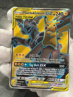 Pokemon TCG Pikachu & Zekrom GX 162/181 Team Up Full Art Tag Team Holo HP - Image 3