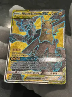 Pokemon TCG Pikachu & Zekrom GX 162/181 Team Up Full Art Tag Team Holo HP - Image 4