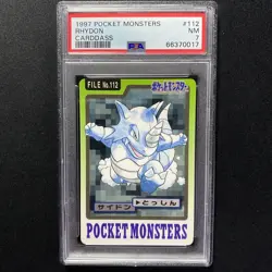 PSA 7 NEAR MINT Rhydon Japanese Bandai Carddass 1997 Pokemon 112 - Image 1