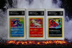 Reshiram, Kyogre, Yveltal Amazing Rare GMA 10 Graded Pokemon Shining Fates SET - Image 1