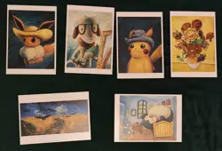 Complete SET of 6 POKEMON POSTCARDS NM/Mint Van Gogh Museum Limited Edition LOT - Image 1