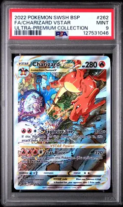 2022 POKEMON SWSH BLACK STAR PROMO #262 FULL ART/CHARIZARD VSTAR PSA 9 - Image 1
