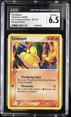 Cyndaquil Reverse Holo CGC 6.5 EX/NM+ Pokemon (2005) EX Unseen Forces #54/115 - Image 1