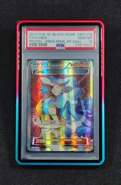 ✨ PSA 10 Pokemon XY177a Full Art Karen LOW POP 85, and NEW Hard Case Aluminium - Image 1
