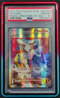 ✨ PSA 10 Pokemon XY177a Full Art Karen LOW POP 85, and NEW Hard Case Aluminium - Image 3
