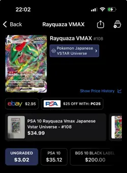 Pokemon Rayquaza VMAX 108/172 S12a: Vstar Universe Holo (Japanese) Holo - Image 3