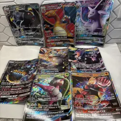 Lot of 8 Jumbo Pokemon Cards charizard, espeon, umbreon gx, lightly played - Image 1