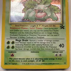 Pokemon TCG Venusaur Holo Card 13/53 WOTC Promo Vintage 1999 Black Star - Image 2