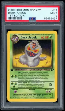 2000 Pokemon 1st Edition - Team Rocket 19/82 Dark Arbok Non-Holo PSA MINT 9 - Image 1