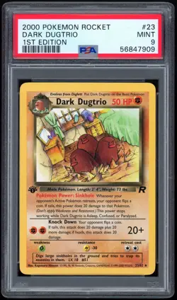 2000 Pokemon 1st Edition - Team Rocket 23/82 Dark Dugtrio Non-Holo PSA MINT 9 - Image 1