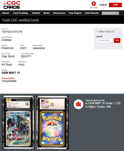 2023 Japanese Pokemon Clay Burst Art Rare Full Art Holo 080/071 Grafaiai CGC 10 - Image 3
