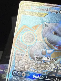 Pokemon Card 214/236 Blastoise & Piplup GX Full Art Holo Cosmic Eclipse LP - Image 3