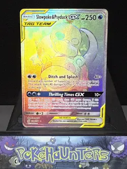 Pokemon Card Slowpoke & Psyduck GX 239/236 Secret Rare Unified Minds Holo Played - Image 1