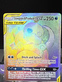 Pokemon Card Slowpoke & Psyduck GX 239/236 Secret Rare Unified Minds Holo Played - Image 2