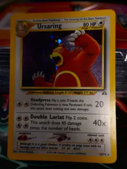 MP (Holo-Bleed) Pokemon URSARING Card NEO DISCOVERY Set 15/75 Unlimited Rare - Image 1