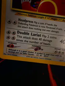 MP (Holo-Bleed) Pokemon URSARING Card NEO DISCOVERY Set 15/75 Unlimited Rare - Image 3