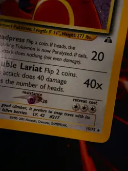 MP (Holo-Bleed) Pokemon URSARING Card NEO DISCOVERY Set 15/75 Unlimited Rare - Image 4