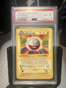 Pokemon Card PSA 8 NM-MT Electrode Base Set 1st Edition Shadowless 1999 21/102 - Image 1